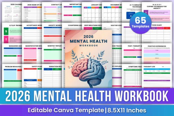 Download 2026 Adhd Mental Health Workbook Canva - Mental health Collection