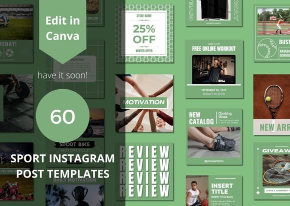 Download 60 Sports Social Media Canva Templates - Sport Collection