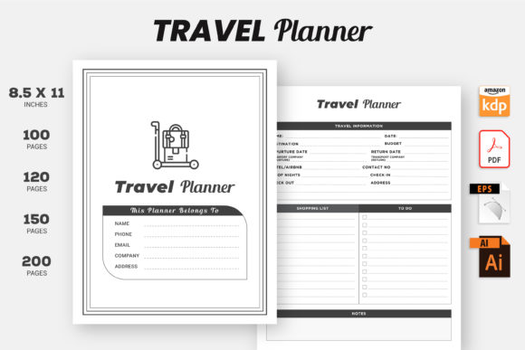 Download Travel Planner KDP Interior Printable - Premium Resources